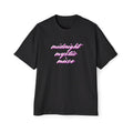 Midnight Mystic Muse Tee – Retro Neon Script Oversized T-Shirt – Fates